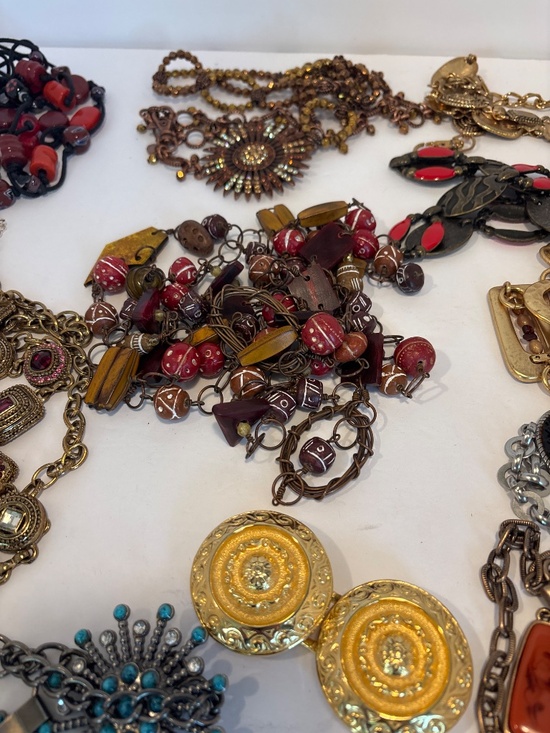 Lot of 11 Vintage  Retro Metal Beaded Statement Belts Chicos & More main image 4